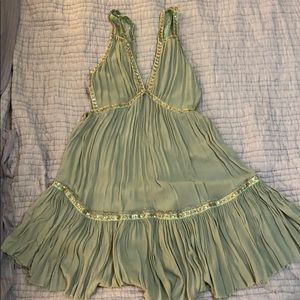 Sage green and gold dress